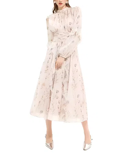 Bella Desert Long Sleeve Midi Dress In Multi