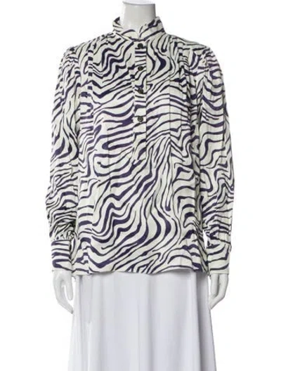 Pre-owned Bella Freud Animal Print Long Sleeve Blouse In Multi