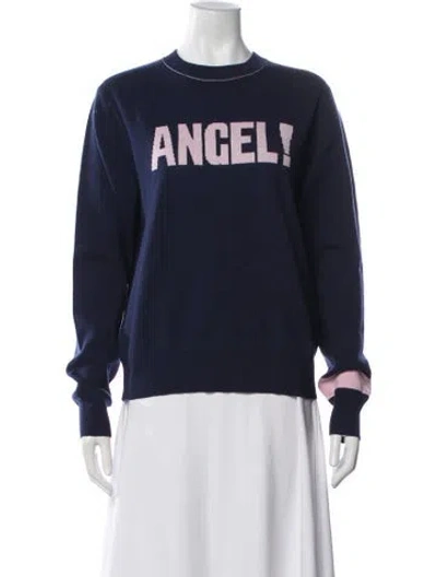 Pre-owned Bella Freud Graphic Print Crew Neck Sweater In Blue