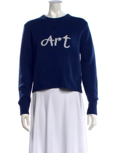 Pre-owned Bella Freud Graphic Print Crew Neck Sweater In Blue