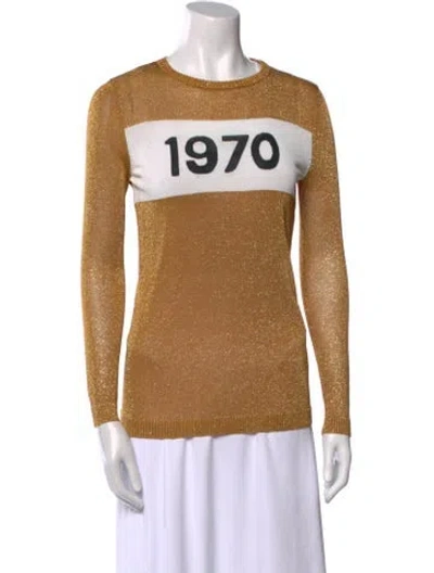 Pre-owned Bella Freud Graphic Print Crew Neck Sweater In Gold