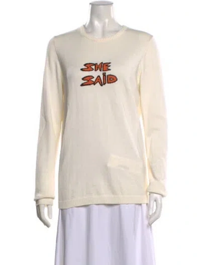 Pre-owned Bella Freud Graphic Print Crew Neck Sweater In Neutrals/white