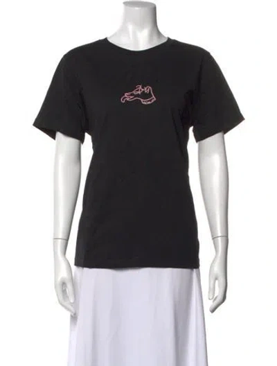 Pre-owned Bella Freud Graphic Print Crew Neck T-shirt In Black