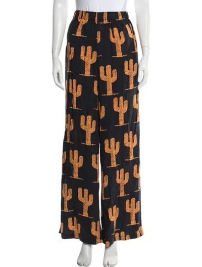 Pre-owned Bella Freud Graphic Print Wide Leg Pants In Blue