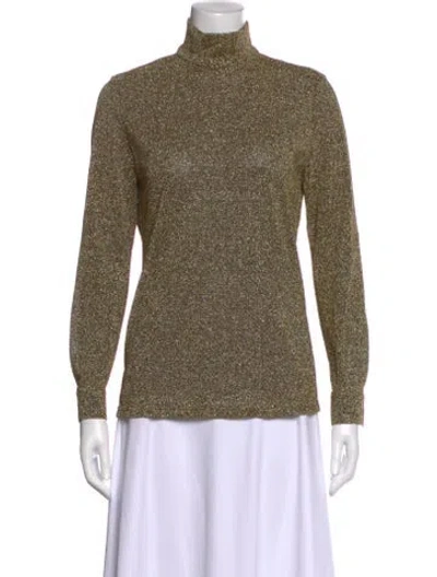 Pre-owned Bella Freud Printed Turtleneck Top In Green