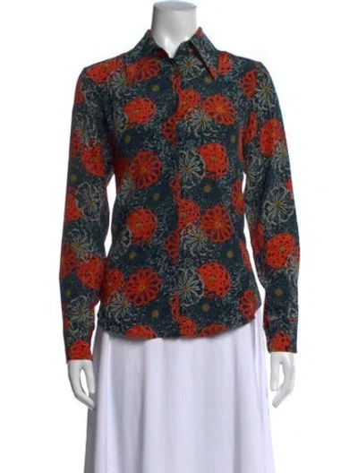 Pre-owned Bella Freud Silk Floral Print Top In Multi