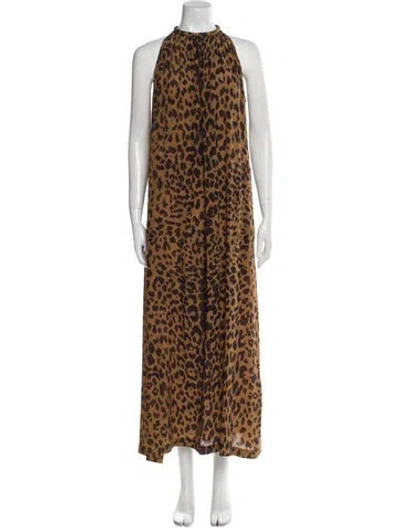 Pre-owned Bella Freud Silk Long Dress In Brown