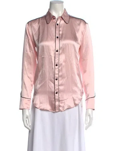 Pre-owned Bella Freud Silk Long Sleeve Button-up Top In Pink