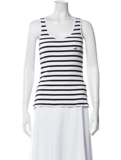 Pre-owned Bella Freud Striped Crew Neck Top In White
