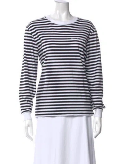 Pre-owned Bella Freud Striped Crew Neck T-shirt In Black