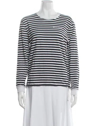 Pre-owned Bella Freud Striped Crew Neck T-shirt In Black