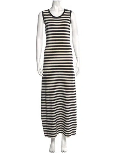 Pre-owned Bella Freud Striped Long Dress In White