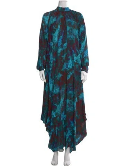 Pre-owned Bella Freud Tie-dye Print Long Dress W/ Tags In Blue