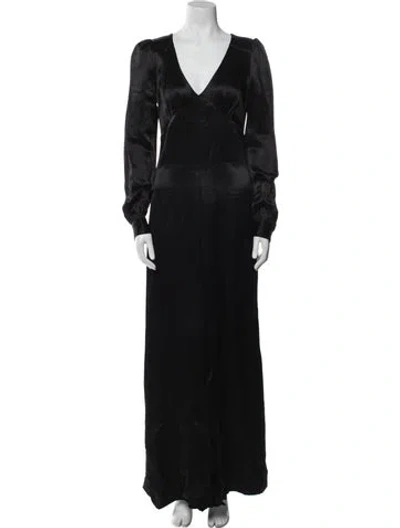 Pre-owned Bella Freud V-neck Long Dress In Black