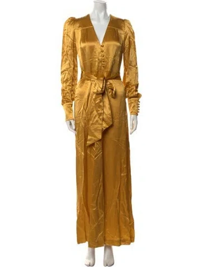Pre-owned Bella Freud V-neck Long Dress In Yellow