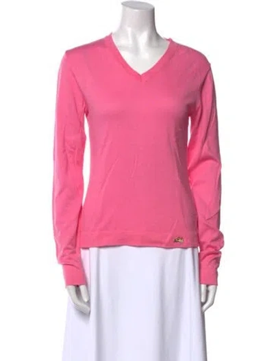 Pre-owned Bella Freud V-neck Long Sleeve Top In Pink