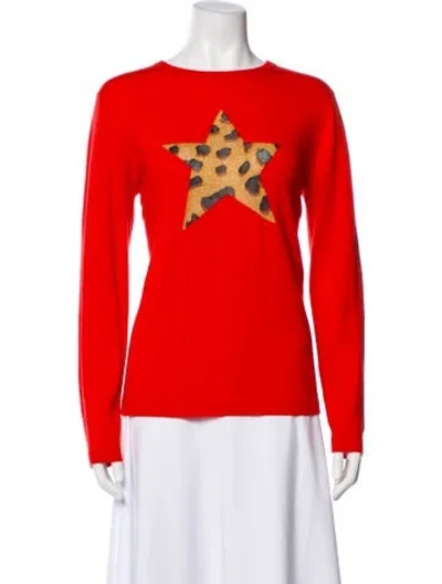 Pre-owned Bella Freud Wool Animal Print Top In Orange