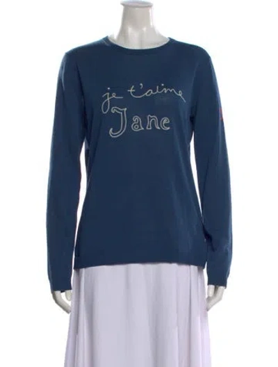 Pre-owned Bella Freud Wool Graphic Print Sweater In Blue