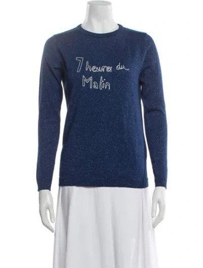 Pre-owned Bella Freud Wool Graphic Print Sweater In Blue