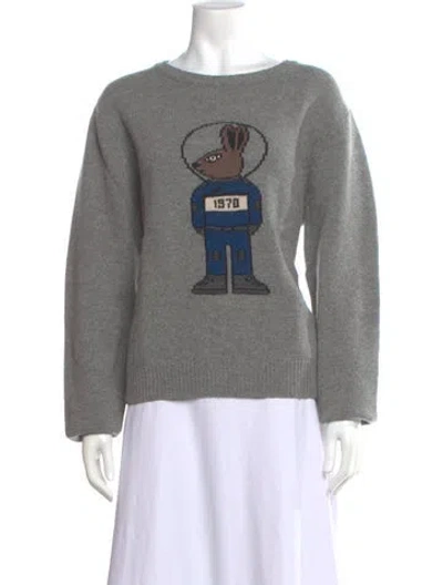 Pre-owned Bella Freud Wool Graphic Print Sweater In Gray