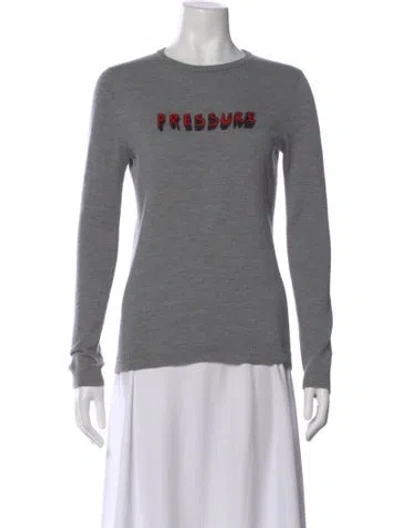 Pre-owned Bella Freud Wool Graphic Print Sweater In Gray