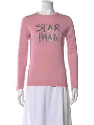 Pre-owned Bella Freud Wool Graphic Print Sweater In Pink