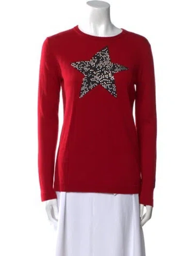 Pre-owned Bella Freud Wool Graphic Print Sweater In Red