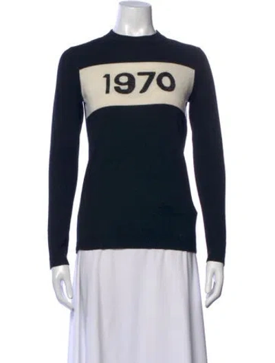 Pre-owned Bella Freud Wool Graphic Print Top In Black/blue