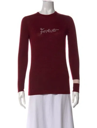 Pre-owned Bella Freud Wool Graphic Print Top In Burgundy