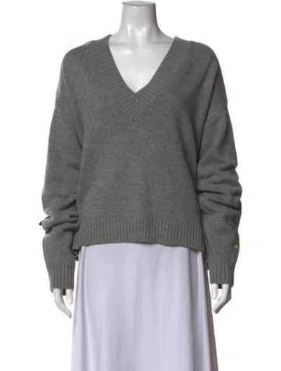 Pre-owned Bella Freud Wool V-neck Sweater In Grey
