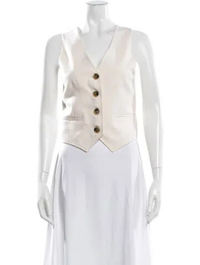 Pre-owned Bella Freud Wool V-neck Top In Neutral