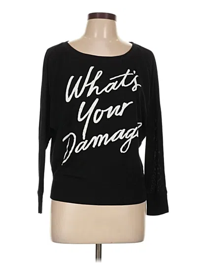 Pre-owned Bella Long Sleeve Top Black Boatneck Tops