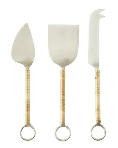 Bella Maison 3pc Cheese Knife Set With Rattan Handles In White