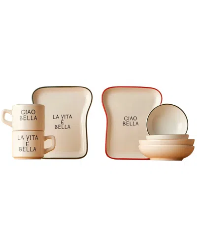 Bella Maison 8pc Line Toast Shaped Breakfast Set In Neutral