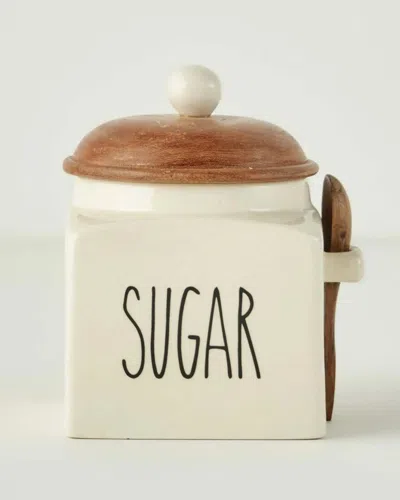 Bella Maison Brev Ceramic Jar With Acacia Lid & Spoon In Brown