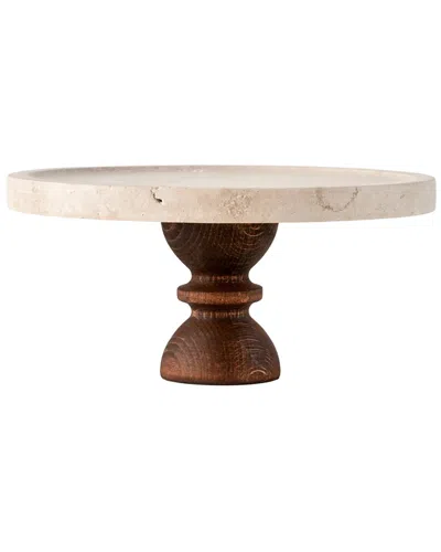 Bella Maison Ephesus Travertine Cake Stand In Brown