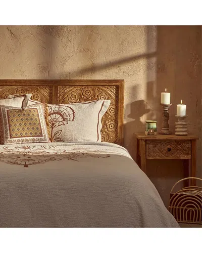 Bella Maison Indian Bloss Cotton Jacquard Coverlet Set In Brown