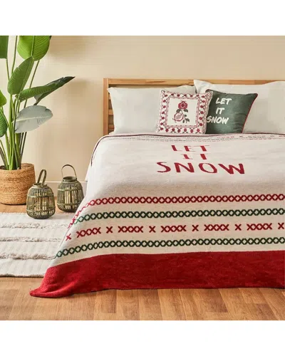 Bella Maison Jolly 'let It Snow' Large Fleece Blanket In Multi