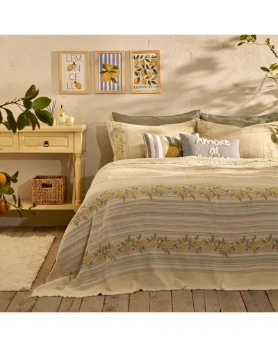 Bella Maison Limoncello Cotton Jacquard Coverlet Set In Brown