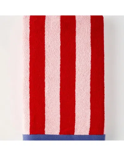 Bella Maison Line Cotton Bath Towel In Red