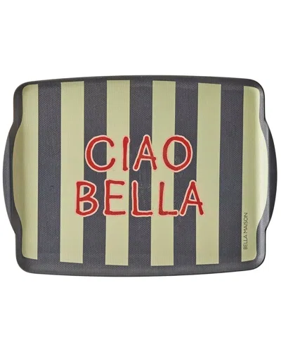 Bella Maison Line Striped 'ciao Bella' Melamine Serving Tray In Multi
