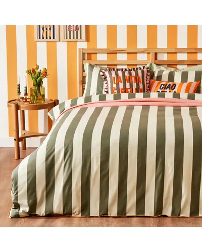 Bella Maison Line Striped Cotton Sateen Duvet Set In Multi