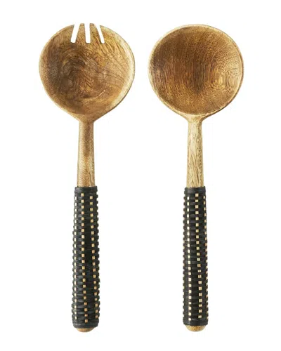 Bella Maison Riva Wooden Salad Serving Set In Brown