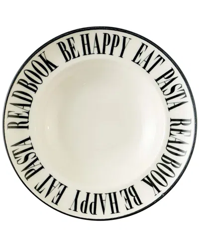Bella Maison Set Of 2 Book Lovers Porcelain Pasta Bowls In White