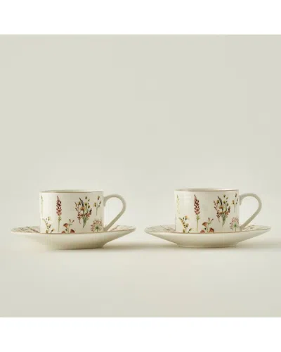 Bella Maison Set Of 2 Flores Porcelain Tea Cups In Brown