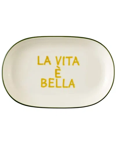 Bella Maison Set Of 2 Line Oval Porcelain Serving Platters In Neutral
