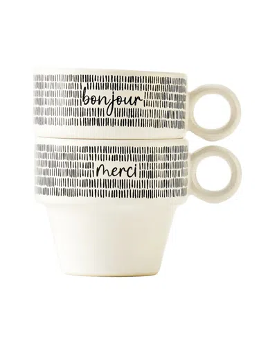 Bella Maison Set Of 2 Merci Ceramic Espresso Cups In Neutral