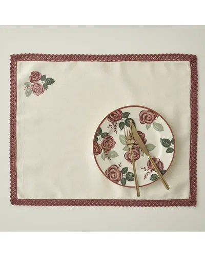 Bella Maison Set Of 2 Rose Placemats With Lace Trim In Neutral
