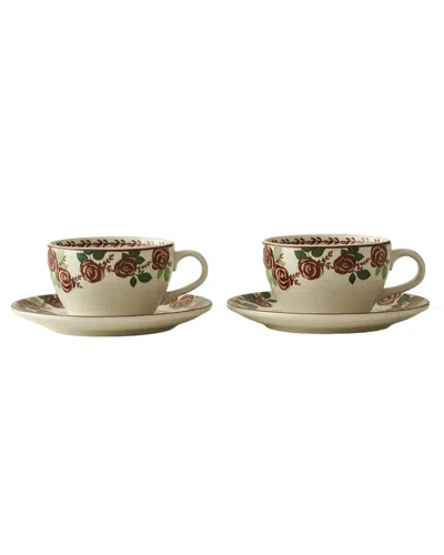 Bella Maison Set Of 2 Rose Porcelain Tea Cups In Multi