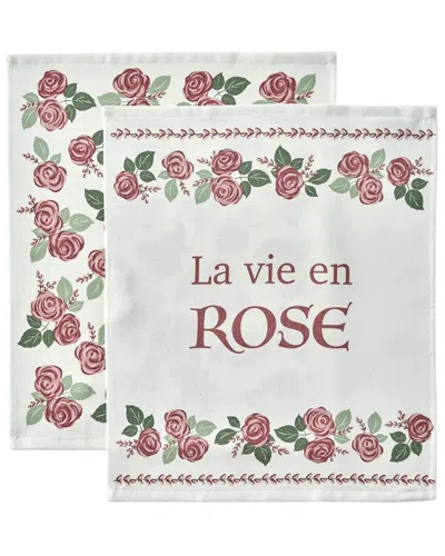 Bella Maison Set Of 2 Rose Print Kitchen Towels In Multi